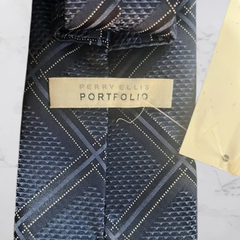 Perry Ellis Portfolio Blue Plaid Men's Tie - NWT